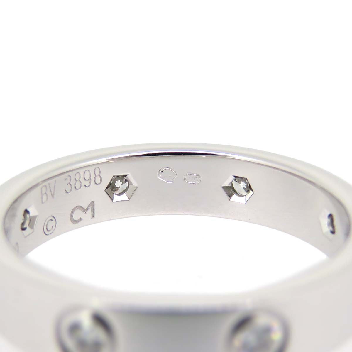 Cartier 8P Full Diamond Mini Wedding Love Ring 18KT White Gold #50/ 5