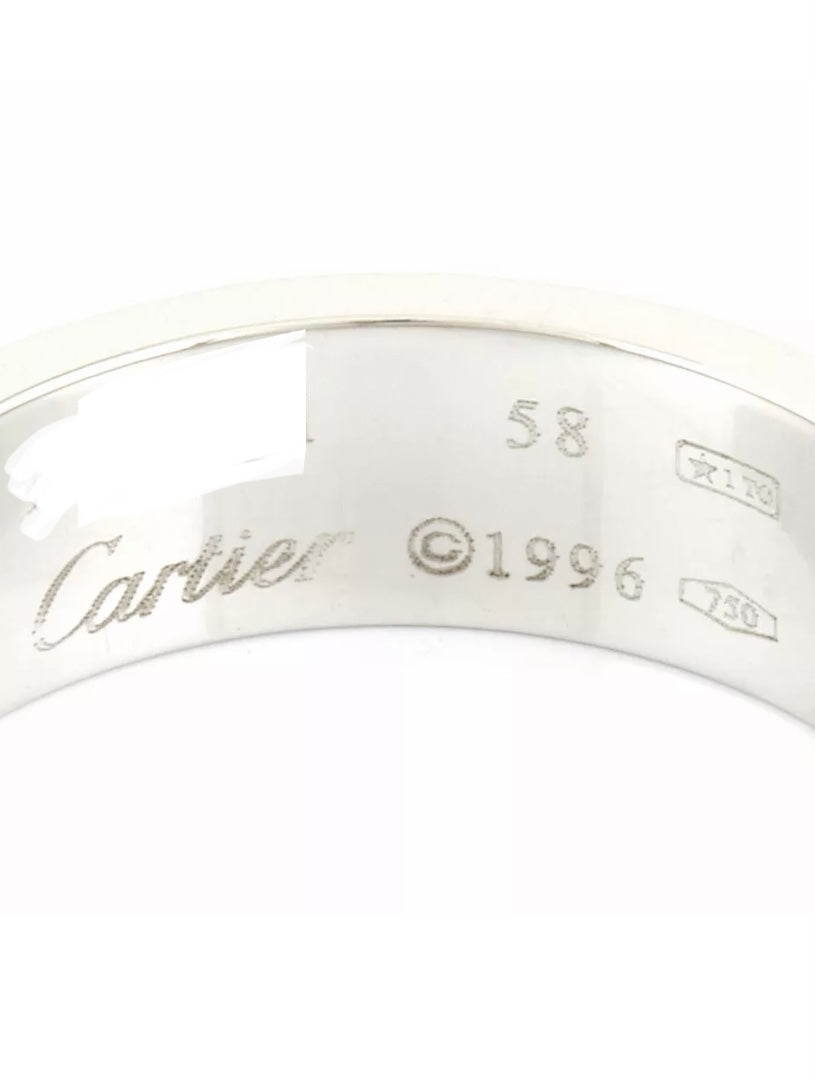 Cartier 18KT White Gold Love Ring Size 58/ US 9