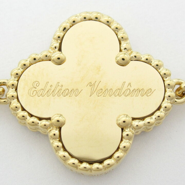 Rare Van Cleef & Arpels Paris Vendome Vintage Alhambra Diamond Blue Porcelain Necklace