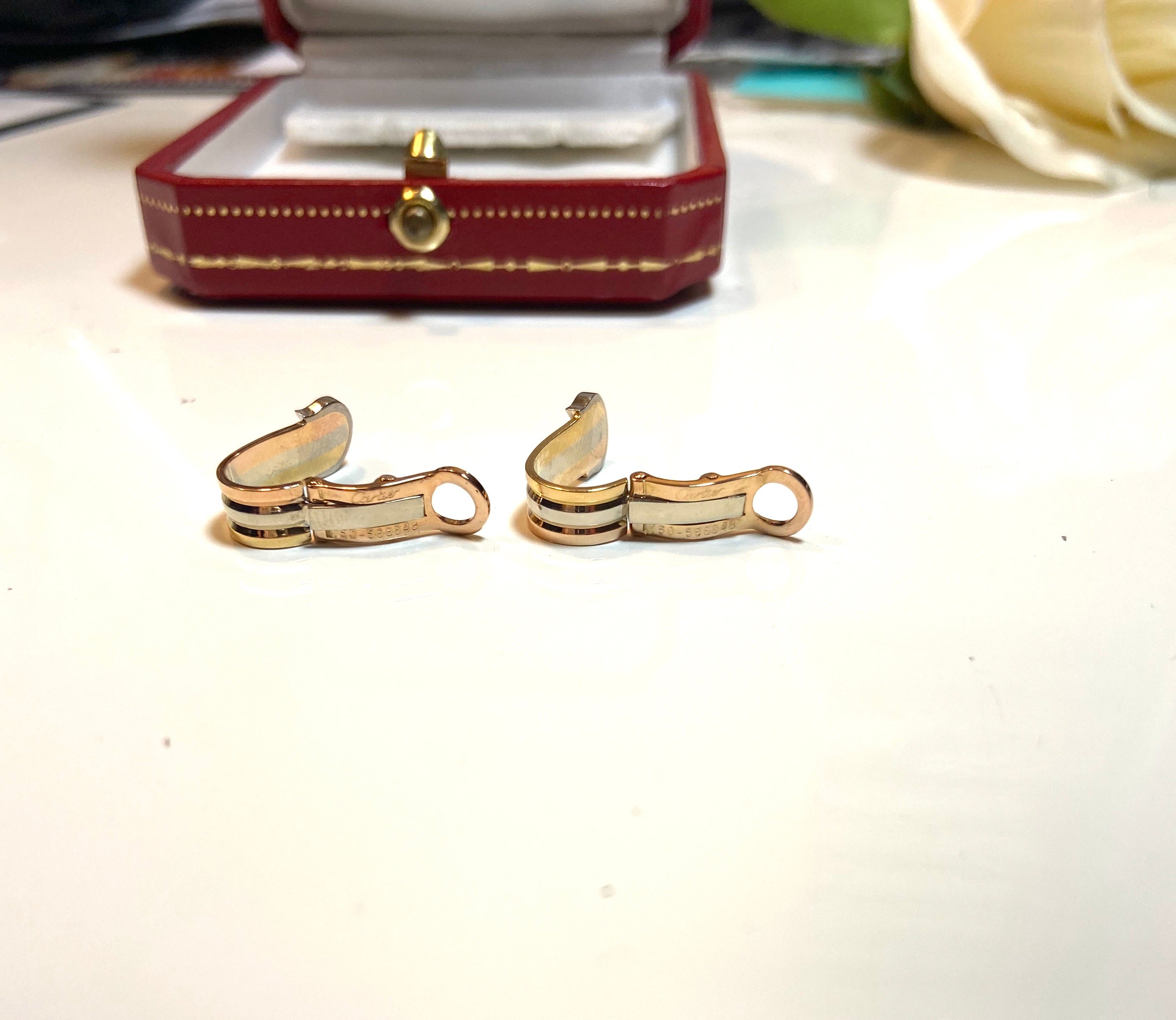 Cartier 2C de Cartier Logo Diamond 18KT Trinity Gold Earrings