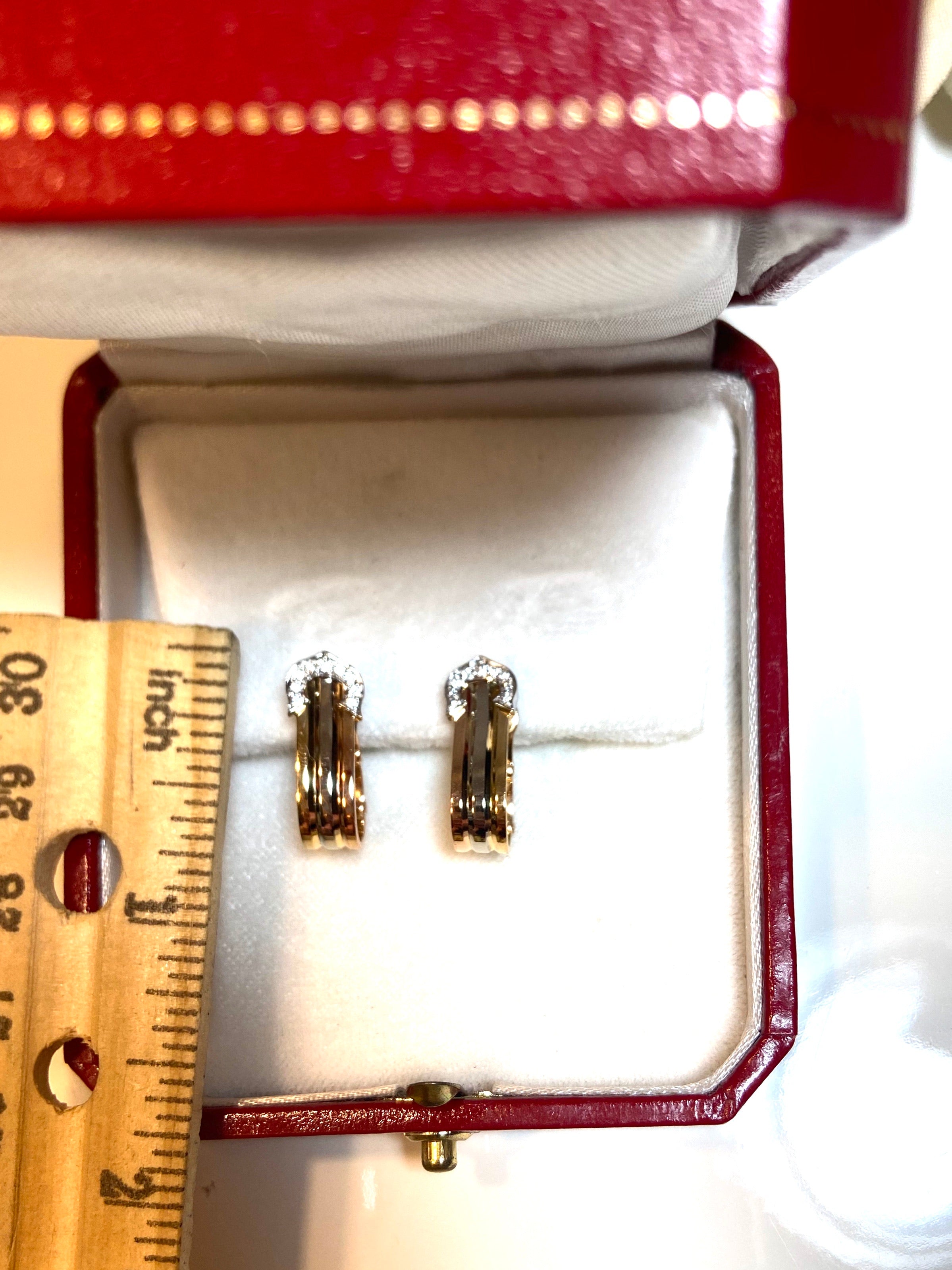 Cartier 2C de Cartier Logo Diamond 18KT Trinity Gold Earrings