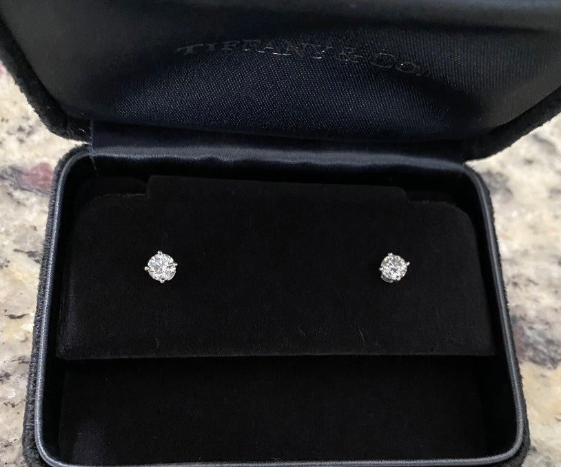Tiffany & Co. 0.56cts Diamond Solitaire Platinum Ear Studs