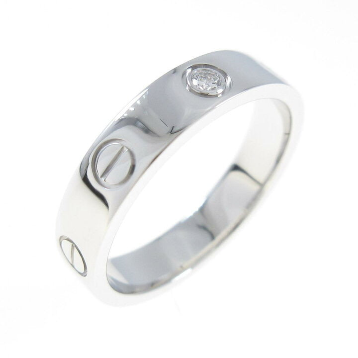 Cartier 1P Diamond 18KT White Wedding/Mini Gold Love Ring #51/ 5.5