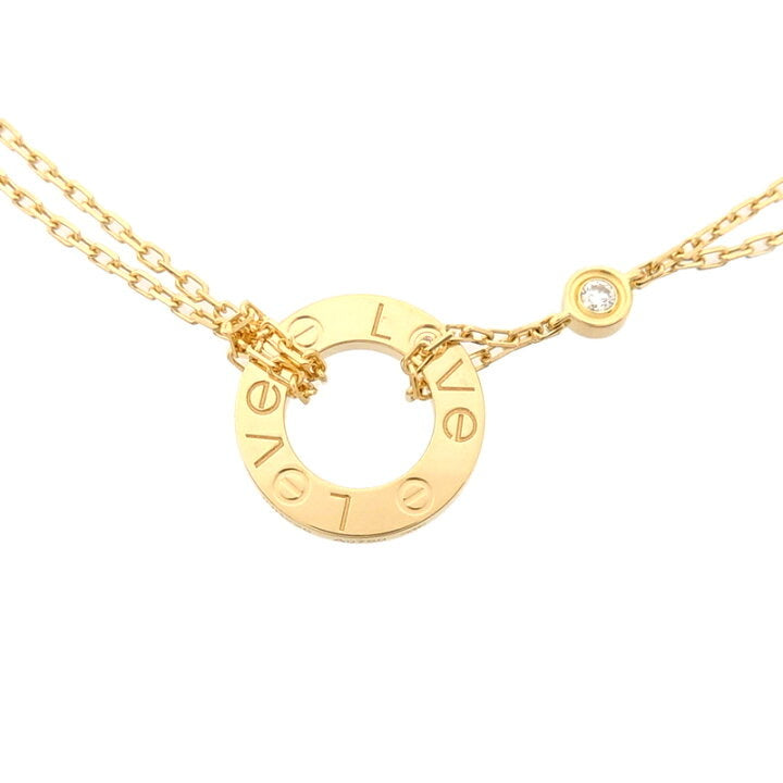 Cartier 2P Diamond Love Necklace 18KT Yellow Gold