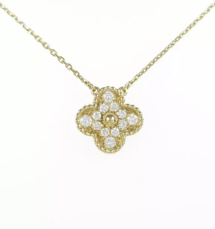 Van Cleef & Arpels Diamond Vintage Alhambra Yellow Gold Necklace