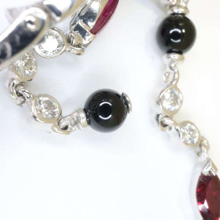 Rare Cartier Du Dragon Diamond Ruby Onyx Dangle Earrings