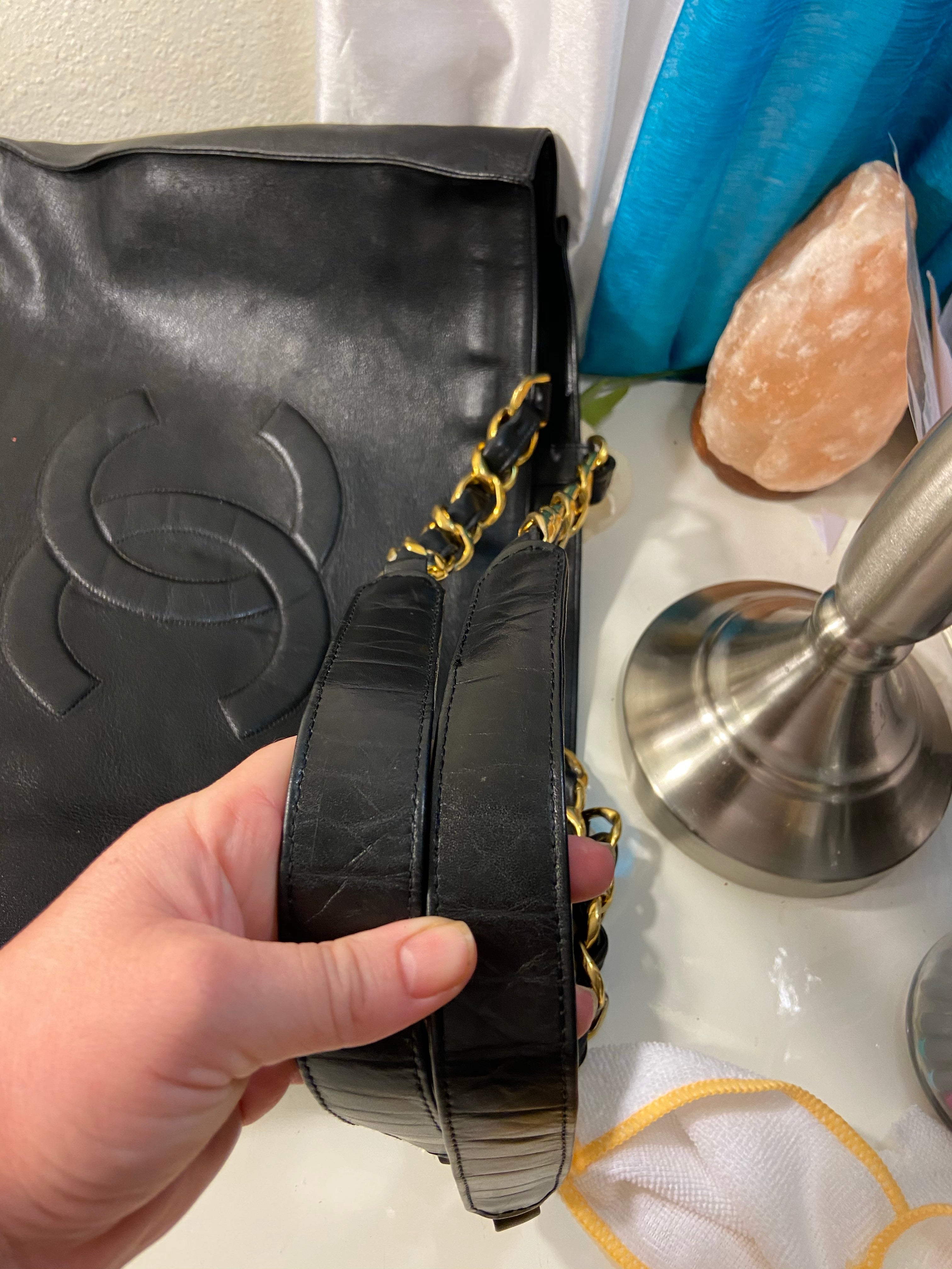 CHANEL XL Gold Hardware GST Tote Black Lambskin Bag