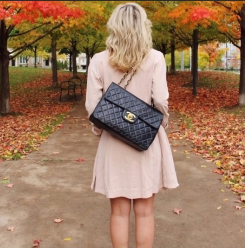 Vintage CHANEL XL Black Lambskin Leather GHW Single Flap Bag