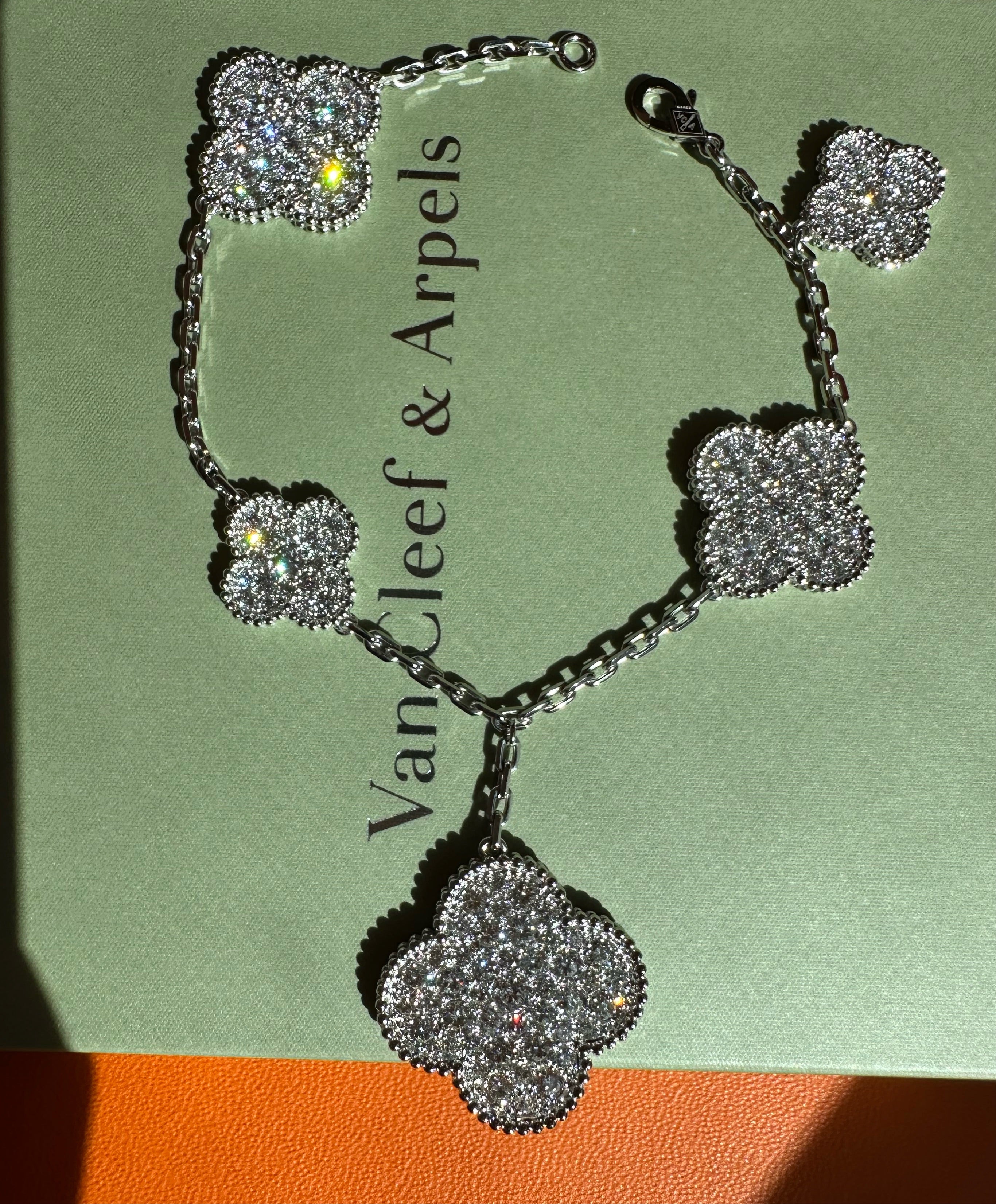 Van Cleef & Arpels Diamond-Paved Magic Alhambra 5-Motif Bracelet
