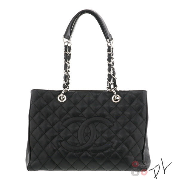 CHANEL Black Caviar Silver Hardware GST Grand Shopper Tote