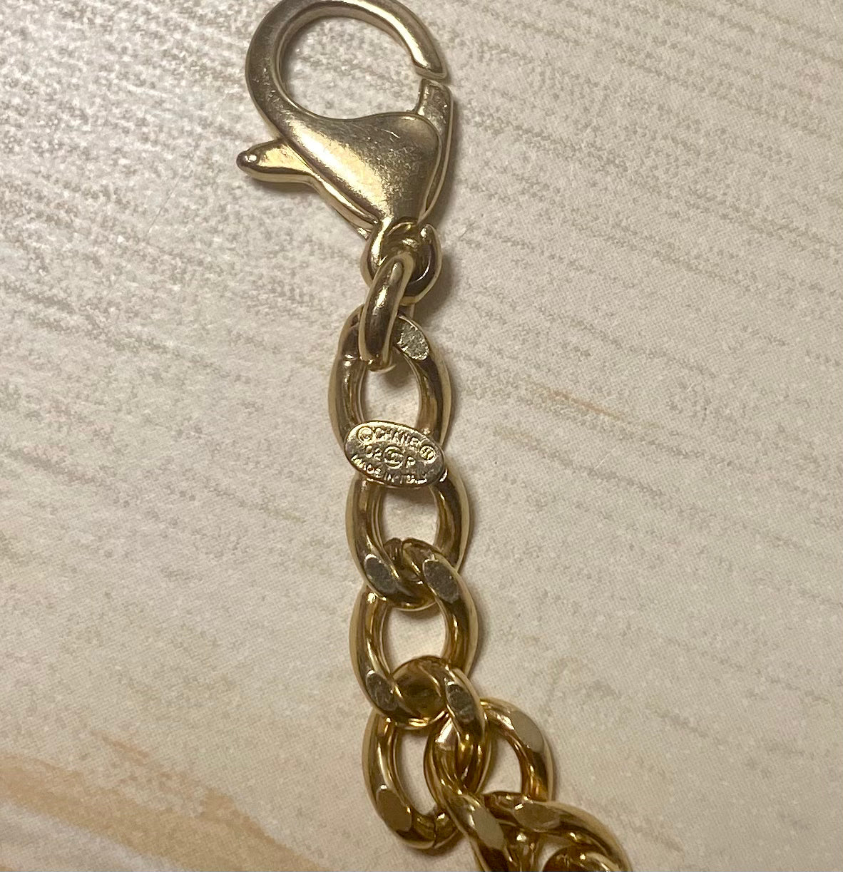 CHANEL Vintage CC Logo 24KT Gold Plated Bracelet w/ Charm