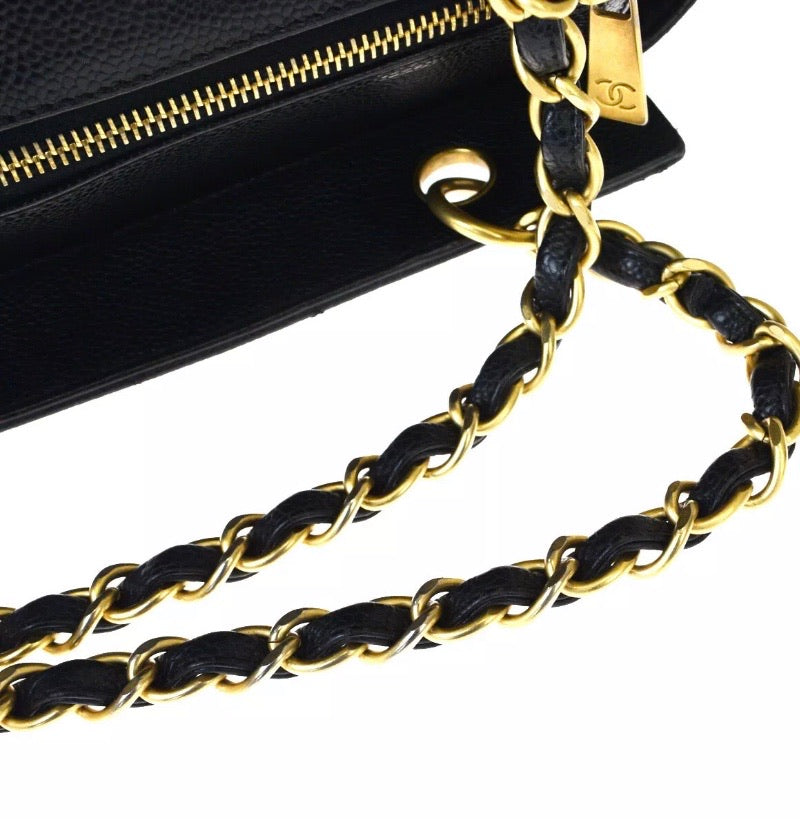 CHANEL Petite Black Caviar Shopping Tote Timeless Handbag
