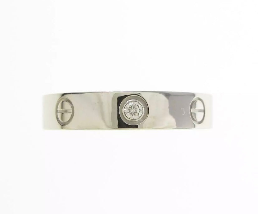 Cartier Diamond Wedding 18KT White Gold Love Ring w/ Certificate
