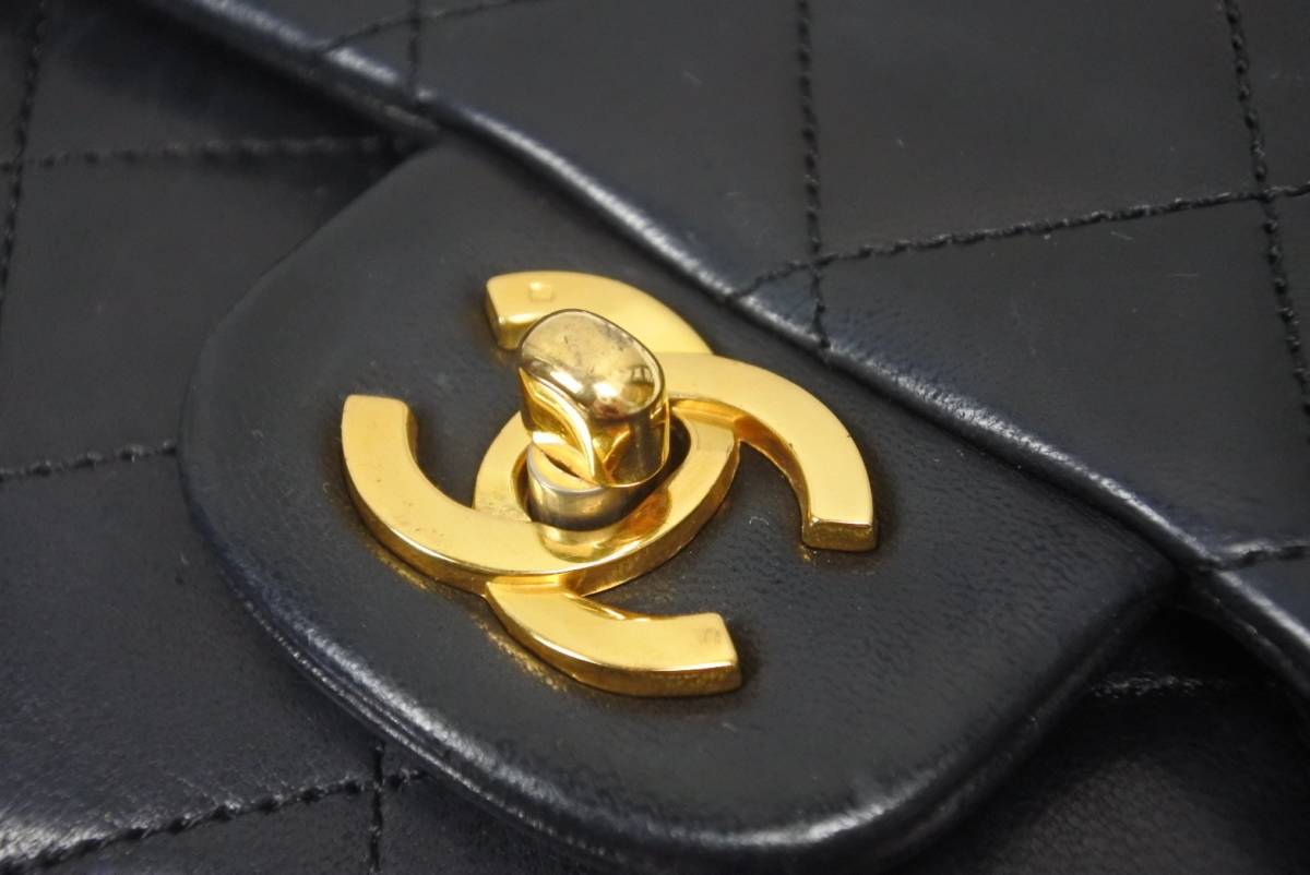 CHANEL Black Lambskin 25 Double Flap Handbag