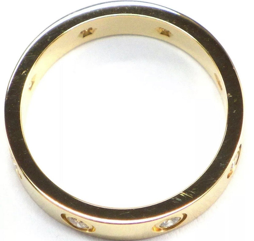 Cartier Mini 8P Diamond Love Ring 18KT Gold Sz 5.25