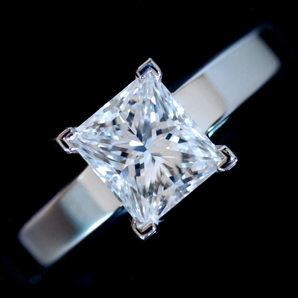 Rare Cartier 1.15ct E VS1 Princess Cut Diamond Engagement/ Wedding Ring