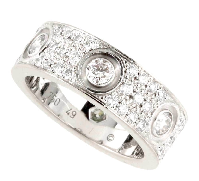 Cartier Diamond-Paved Love Ring Size 49