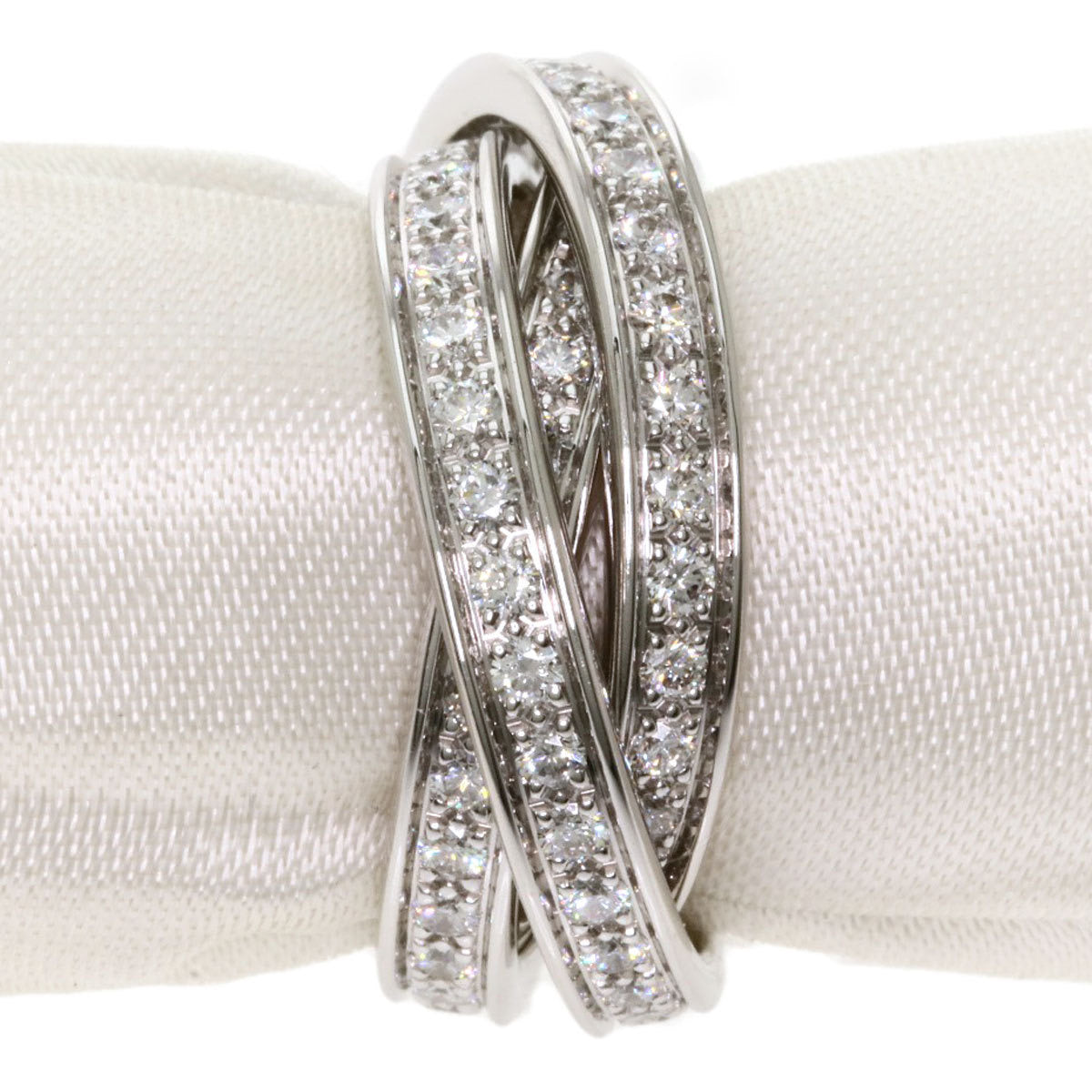 Cartier Diamond Trinity 18KT White Gold Ring Size #51/ US 5.5