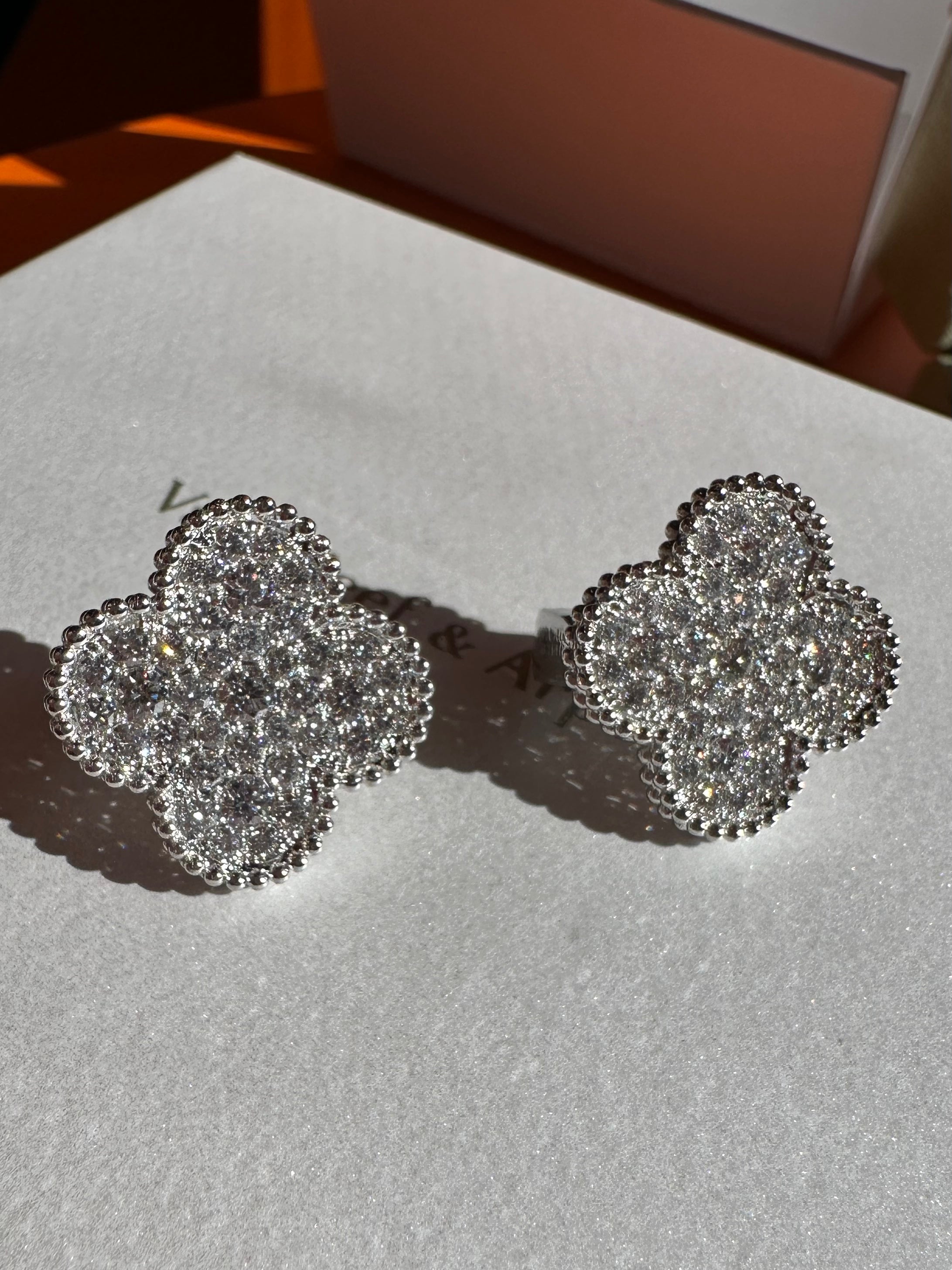 Van Cleef & Arpels Diamond-Paved Magic Alhambra Ear Studs