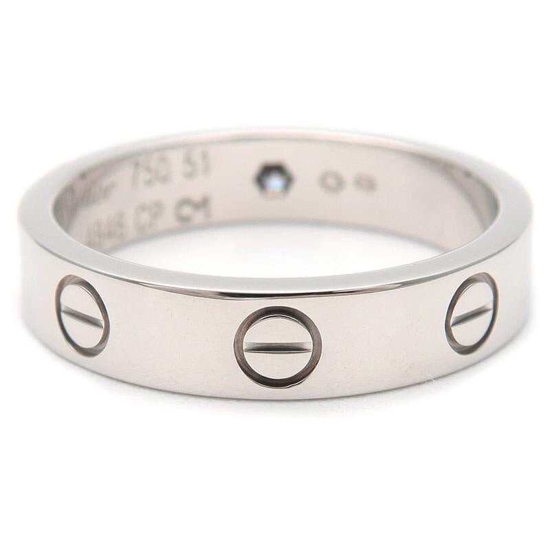 Cartier Mini Love Ring 1P Diamond 18KT White Gold Size 51