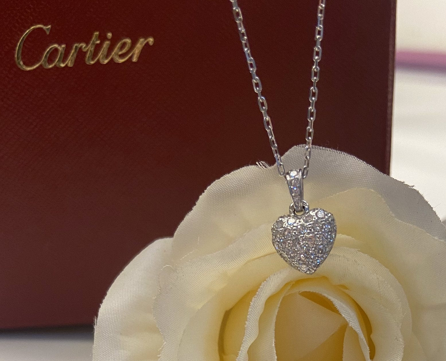 Cartier Full Diamond Paved Heart Necklace