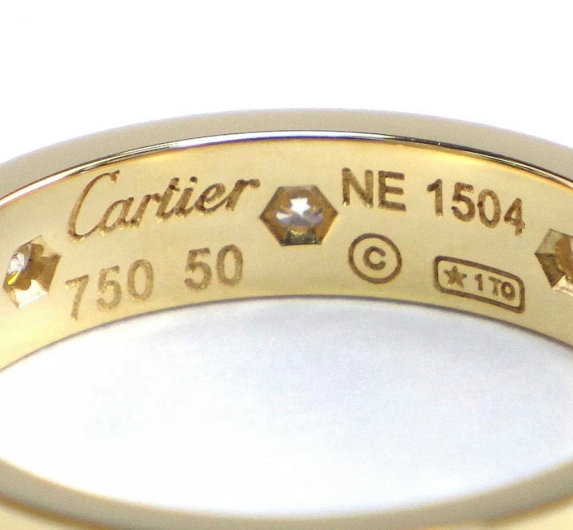Cartier Mini 8P Diamond Love Ring 18KT Gold Sz 5.25