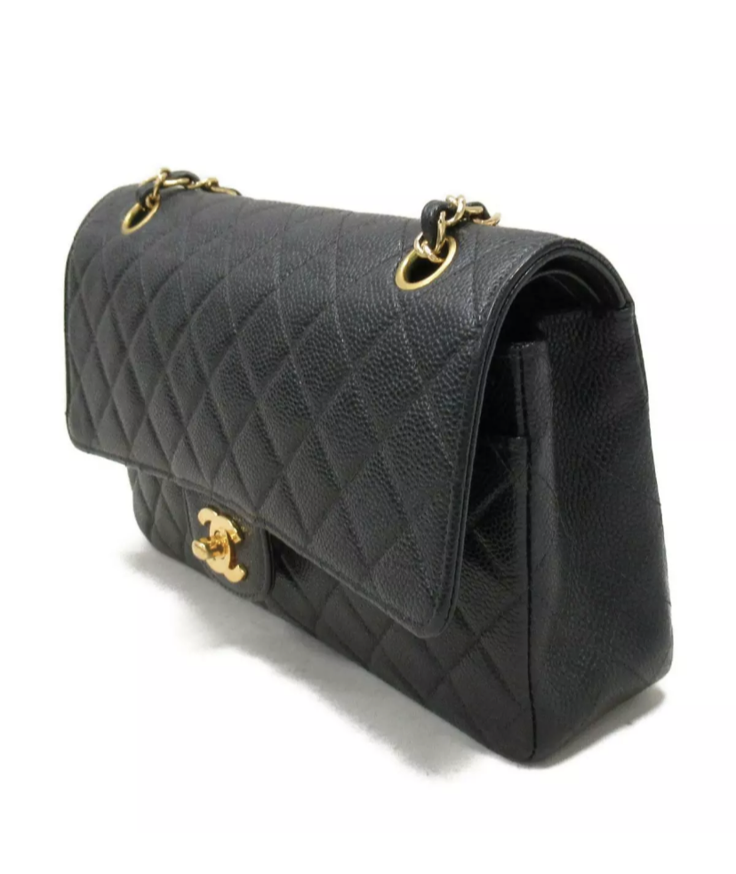 CHANEL Caviar Gold Hardware GHW Medium Double Flap Bag