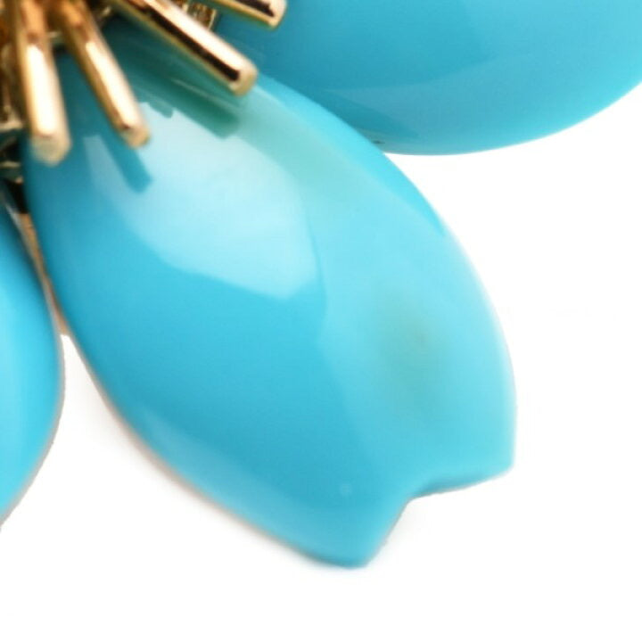 Rare Van Cleef & Arpels Turquoise Diamond Rose de Noel 18KT Yellow Gold Earrings