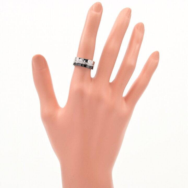 Cartier 3-Ring Black Ceramic Diamond & 18KT White Gold Love Ring Set Size 52