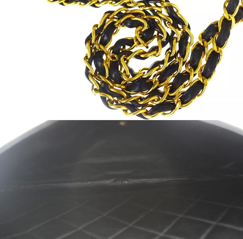 CHANEL Turn Lock Black Lambskin Tote Handbag