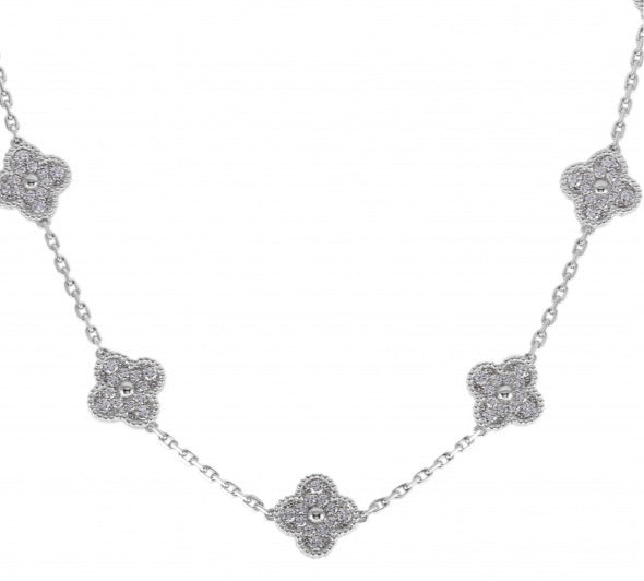 Van Cleef & Arpels Diamond-Paved 18KT White Gold 10 Vintage Alhambra Necklace