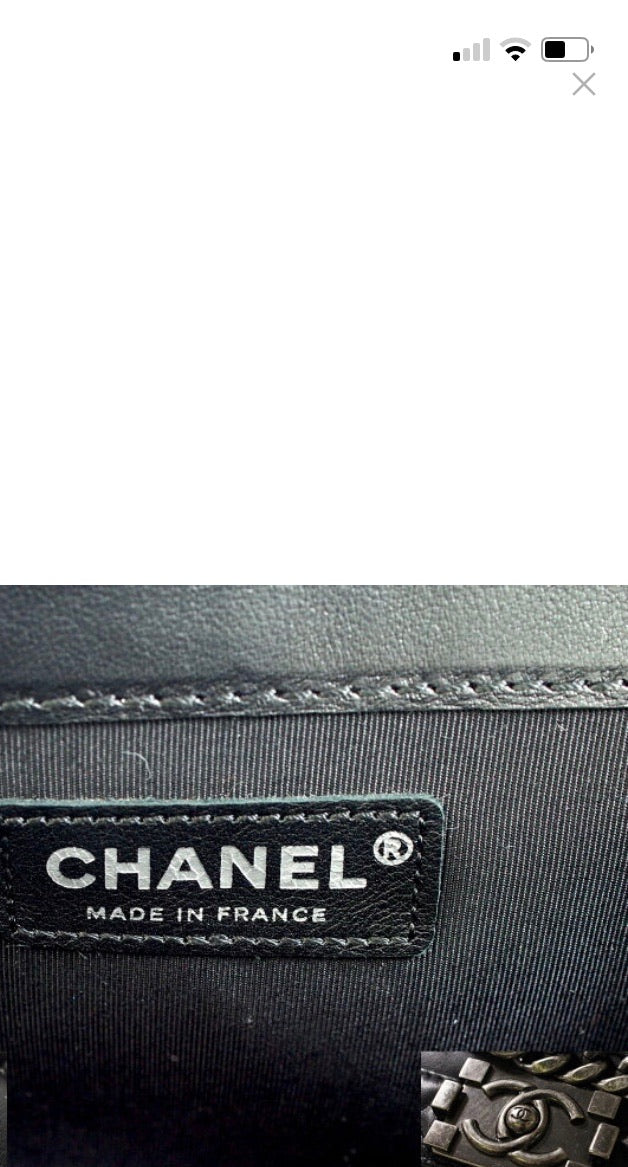 CHANEL Le Boy Chained Back Lambskin Handbag