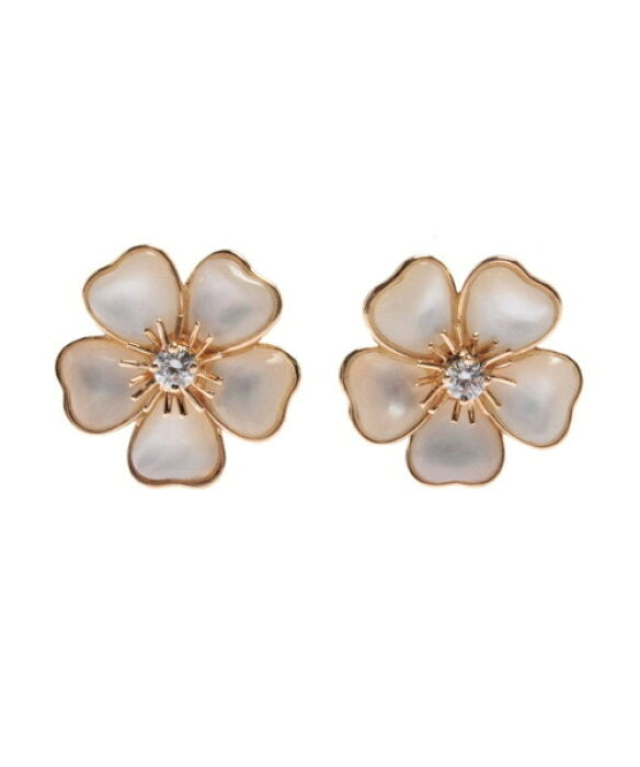 Van Cleef & Arpels Mini Nerval Diamond Mother of Pearl Earrings