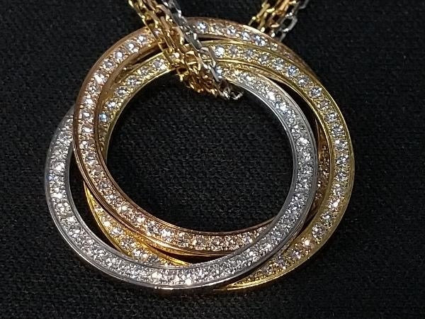 Cartier Trinity Diamond 18KT Tri-Gold Necklace Chain & Pendant
