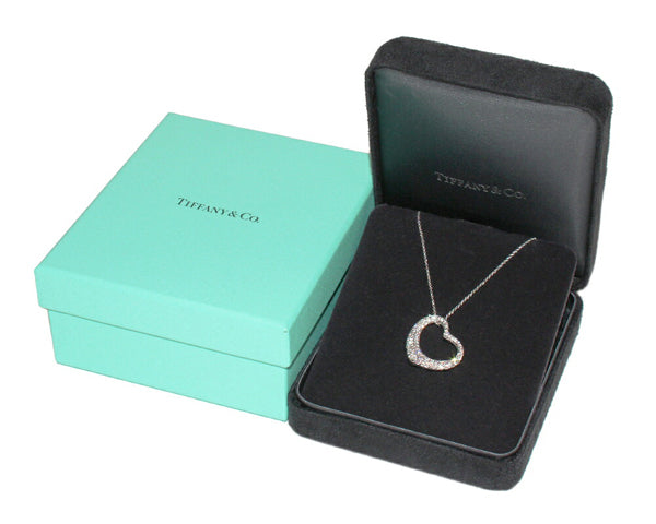 Tiffany & Co. Diamond Pt950 Elsa Peretti Heart Necklace