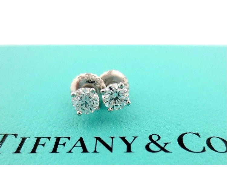 Tiffany & Co. 0.56cts Diamond Solitaire Platinum Ear Studs