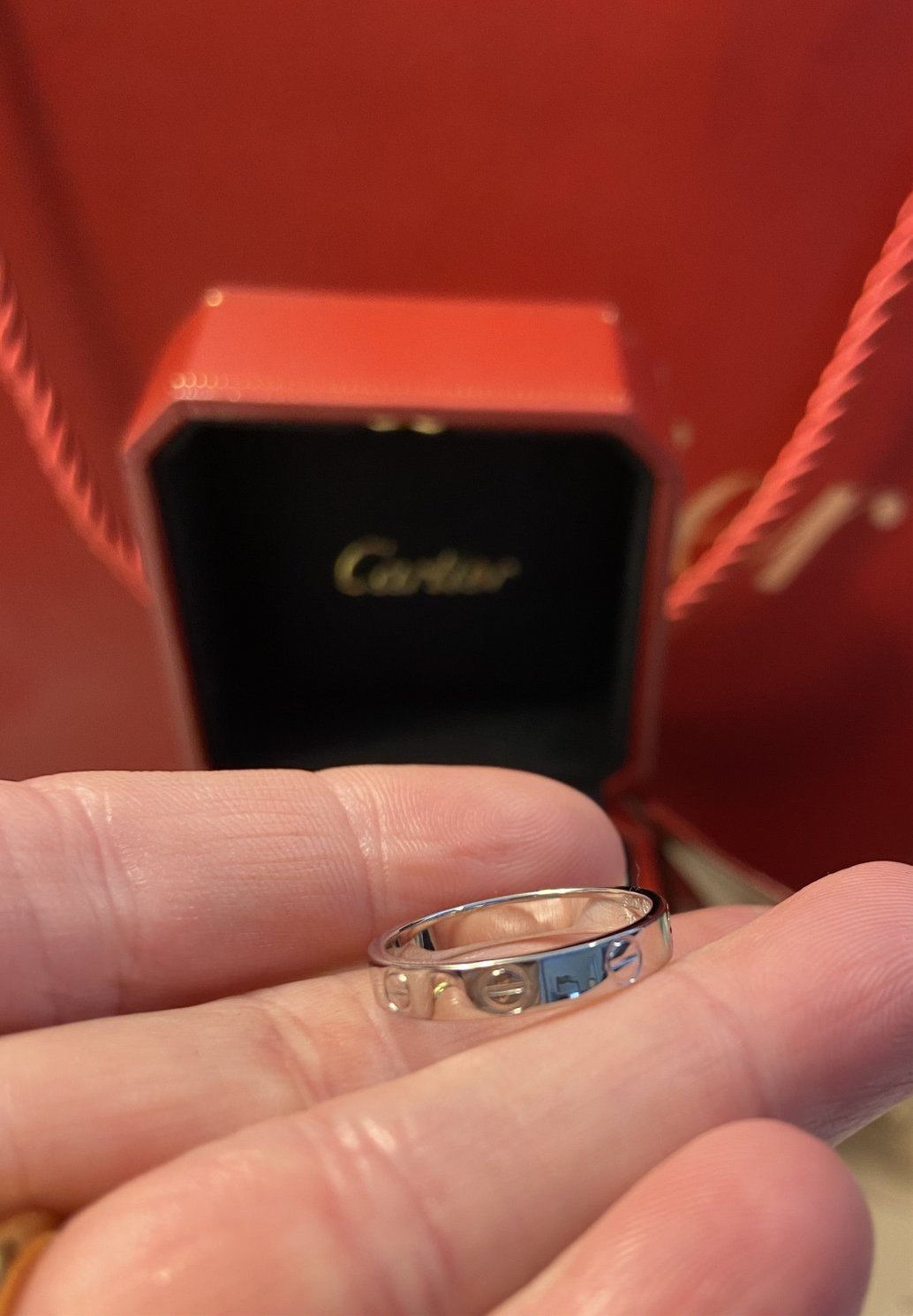 Cartier Mini / Wedding Love Ring 18KT White Gold #55/ US 7