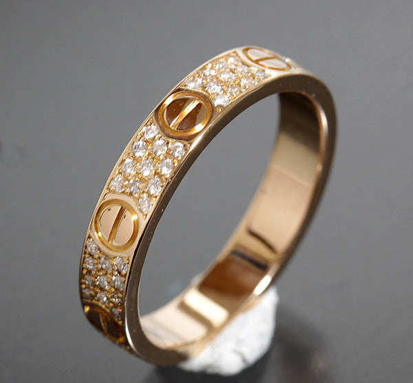 Cartier Diamond-Paved 18KT Rose Gold Love Ring, Size 56