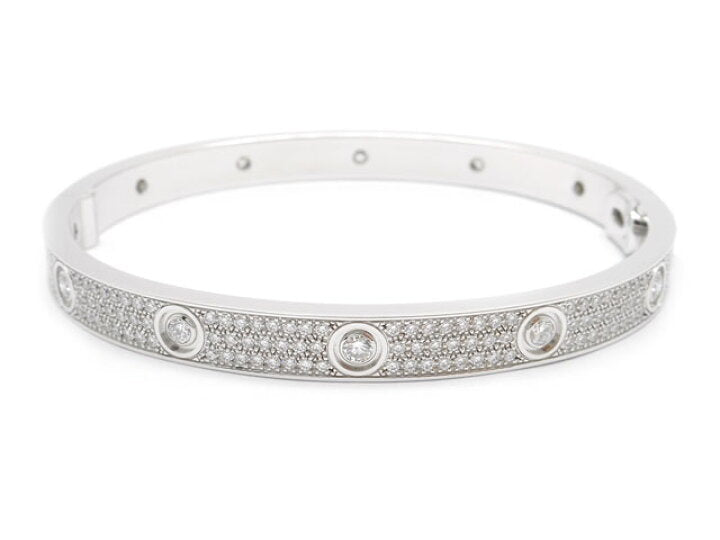 Cartier Diamond Full 18KT White Gold Love Bracelet Size 20 w/ Cert