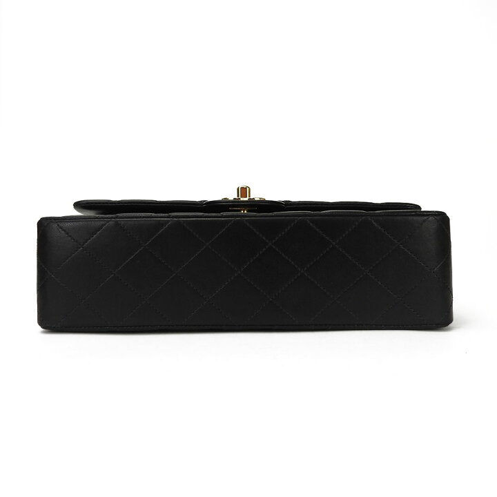 Vintage CHANEL Black Lambskin Gold Hardware Medium Double Flap Bag