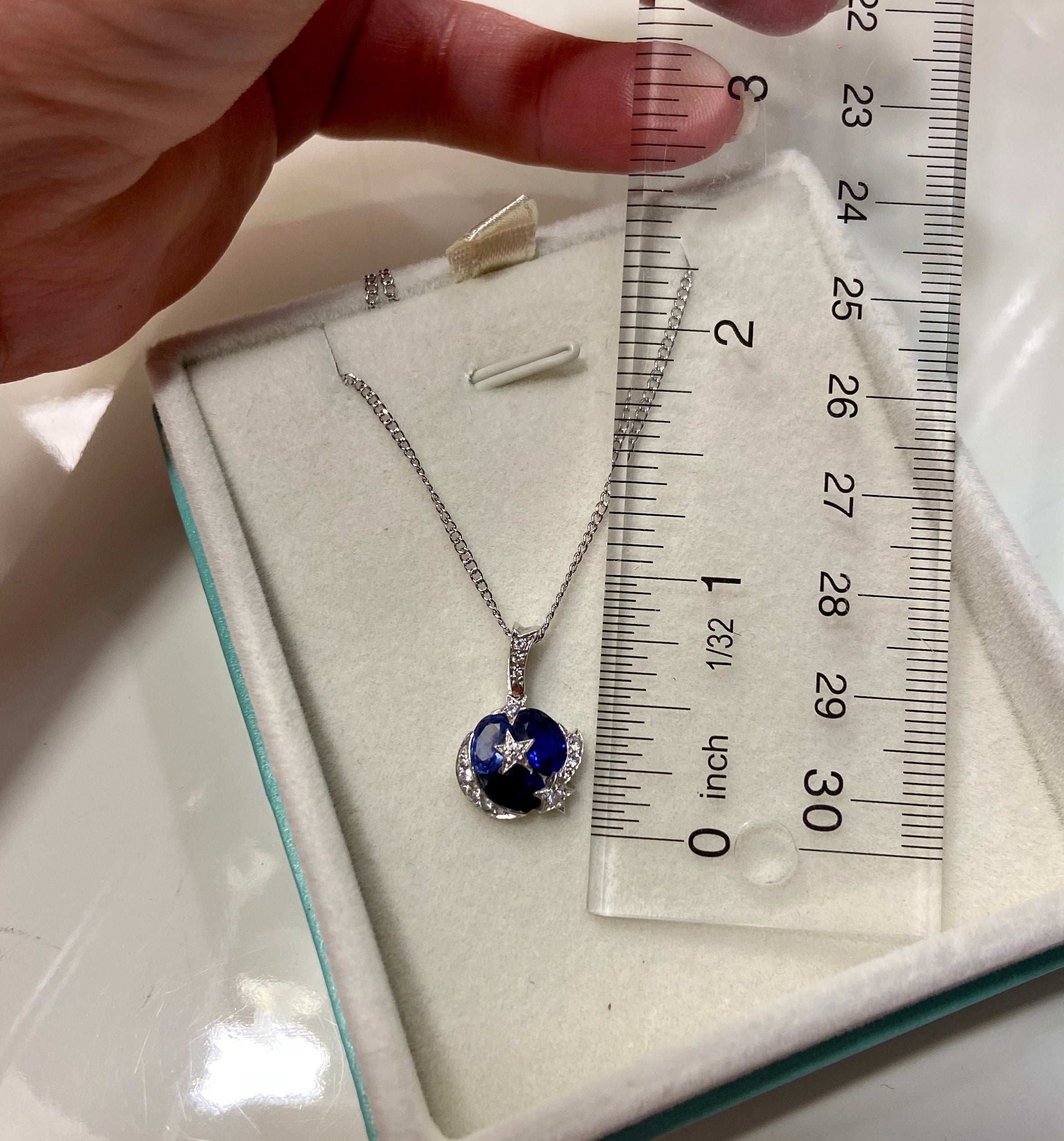 CHANEL Comete Diamond Sapphire 18KT White Good Pendant Necklace