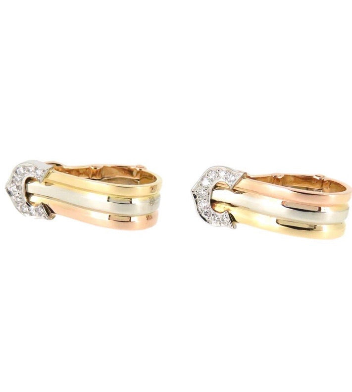 Cartier 2C de Cartier Logo Diamond 18KT Trinity Gold Earrings