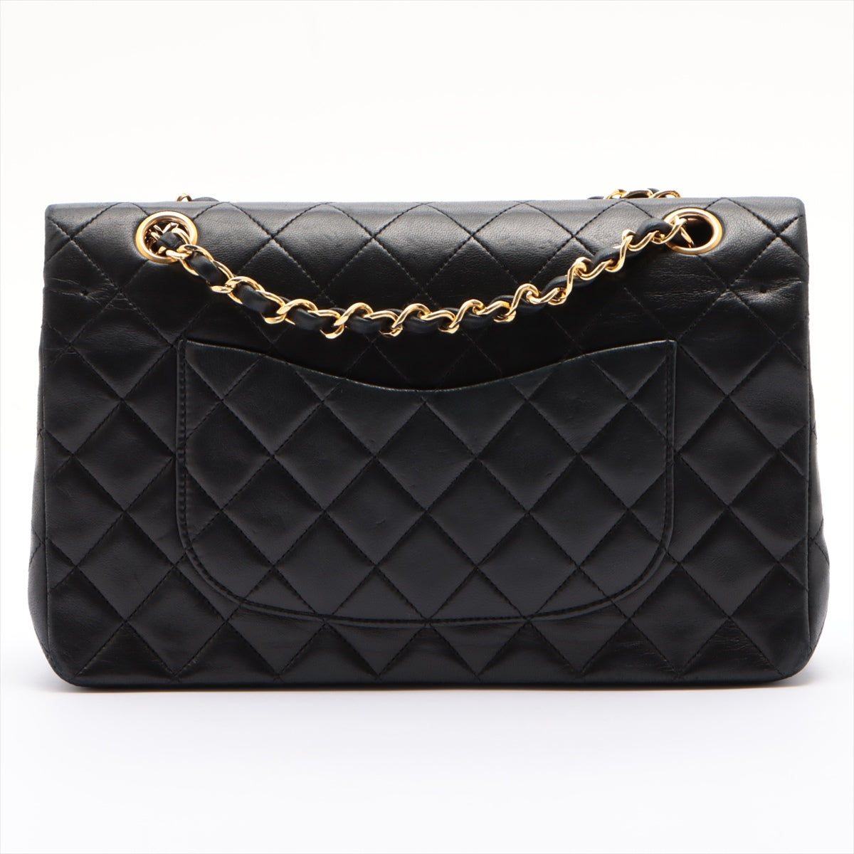 CHANEL Black Lambskin 25 Double Flap Handbag