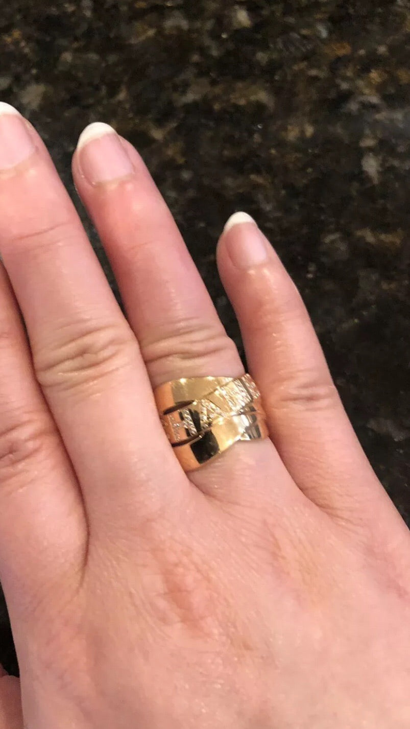 CHANEL 18KT Gold & Diamond Bullock Ring Sz 5.5