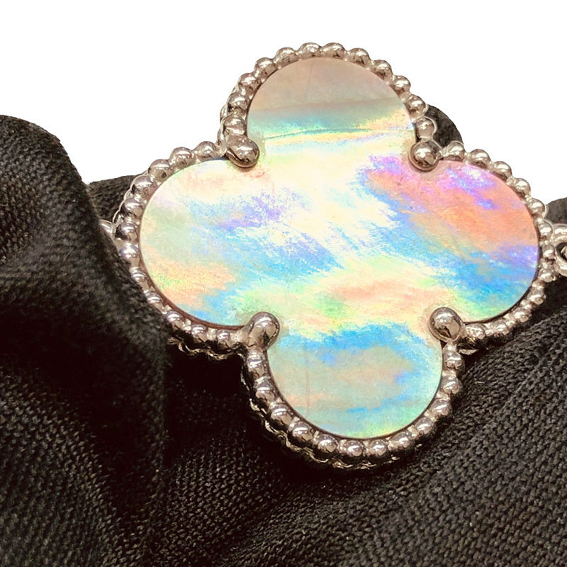 Van Cleef & Arpels Magic Alhambra Chalcedony Mother of Pearl 5-Motif 18KT White Gold Bracelet