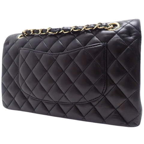 CHANEL Black Quilted Lambskin Double Flap 25 Shoulder Handbag