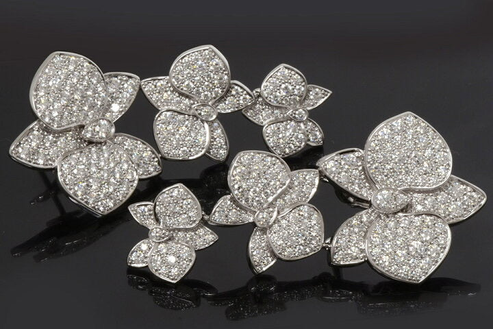 Cartier Caresse D’Orchidees Diamond Paved 18KT White Gold Dangle Earrings