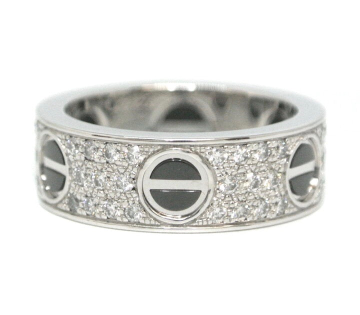 Cartier Diamond Ceramic White Gold Love Ring Size #50/ 5