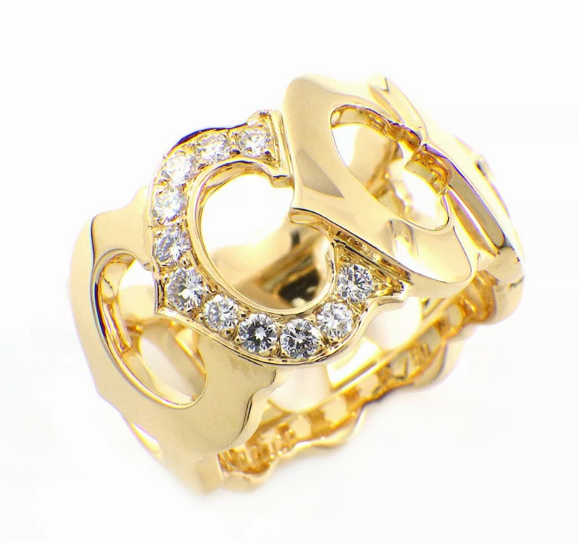 Cartier C de Diamond 18KT Yellow Gold Ring #49/ 4.75