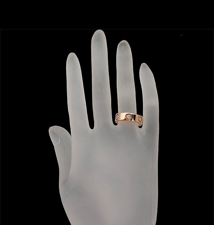 Cartier 6P Full Diamond 18KT Rose Gold Love Ring Size 5.75